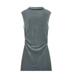 Reformation Alden Velvet Knit Dress Silver Velvet Size L NEW